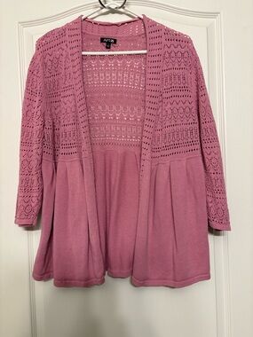 Apt. 9 Rose Pink Open-Front Crochet Knit Cardigan